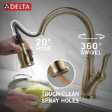 Delta Leland Leland Single Handle Pull-Down Kitchen Faucet With Shieldspray Technology in Champagne Bronze - 9178-CZ-DST