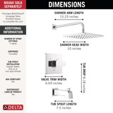 Delta Modern Monitor Series Tub & Shower Trim in Chrome - T14468-PP
