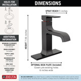 Delta Velum Single Handle Bathroom Faucet in Matte Black - 539-BLMPU-DST