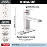 Delta Velum Single Handle Bathroom Faucet in Chrome - 537-MPU-DST