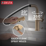 Delta Daneri Daneri Single Handle Pull-Out Kitchen Faucet in Champagne Bronze - 16879-CZ-DST