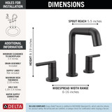 Delta Nicoli Two Handle Widespread Pull-Down Bathroom Faucet in Matte Black - 35849LF-BLPD