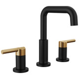 Delta Nicoli Two Handle Widespread Bathroom Faucet in Matte Black / Champagne Bronze - 35849LF-GZ