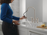 Delta Nicoli Two Handle Pull-Down Bridge Kitchen Faucet in Stainless - 39876LF-SS