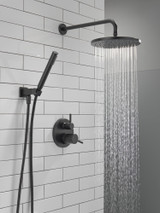 Delta Modern Monitor Series Shower With Raincan, Hand Shower & Rough Valve in Matte Black - 342702-BL