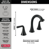 Delta Kayra Two Handle Widespread Pull-Down Bathroom Faucet in Chrome - 3533LF-PDMPU