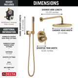 Delta Modern Monitor Series Shower With Raincan, Hand Shower & Rough Valve in Champagne Bronze - 342702-CZ