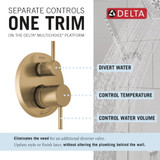 Delta Modern Monitor Series Shower With Raincan, Hand Shower & Rough Valve in Champagne Bronze - 342702-CZ