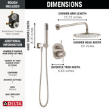 Delta Modern Monitor Series Shower With Raincan, Hand Shower & Rough Valve in Spotshield Brushed Nickel - 342702-SP