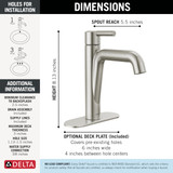 Delta Nicoli Single Handle Bathroom Faucet in Stainless - 15849LF-SS