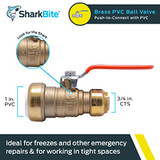 Sharkbite 1 in. Push-to-Connect PVC IPS x 3/4 in. CTS Ball Valve in Brass - 25551LF
