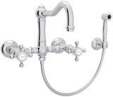 Rohl Acqui Wall Mount Bridge Kitchen Faucet With Sidespray And Column Spout in Polished Chrome - A1456XMWSAPC-2