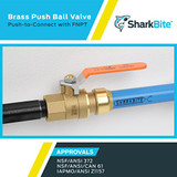 Sharkbite 3/4" x 3/4" FNPT Ball Valve with FNPT Connector in Brass - 22186-0000LF