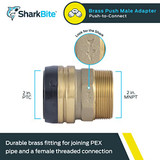 Sharkbite Male Adapter: Brass, Push-to-Connect x MNPT, For 1 in Tube OD, 1 in Pipe Size in Brass - U140LF