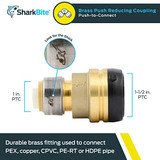Sharkbite 1-1/2 in. x 1 in. Push-to-Connect Reducing Coupling Fitting in Brass - UXL014128