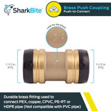 Sharkbite 1-1/2 in. Push-to-Connect Brass Coupling Fitting - UXL0141