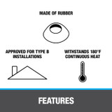 Oatey 8" x 8" Retrofit Roof Flashing, 1/4" to 4" in Black - 14135