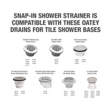 Oatey 4-1/4" Square Snap-Tite Shower Strainer in White - 42003 - 2 pack