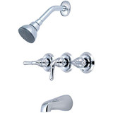 Olympia Faucets Elite Three Handle Single Function Tub and Shower Set in Chrome - P-3230