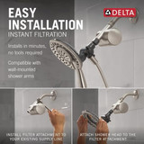 Delta Clarifi Shower Filter Attachment with 4-Setting In2ition in Spotshield Brushed Nickel - 7SF110BSN