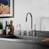 California Faucets La Spezia High Arc Pull-Down Kitchen Faucet with Button Sprayer in Polished Chrome - K55-100-TG-PC