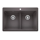 Blanco Liven Equal Double Low Divide Dual Mount Sink in Cinder - 443204