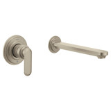 Moen Greenfield Bathroom Non Diverter Wallmount Tub Filler and Single Bathtub Lever Handle in Brushed Nickel - WT621BN