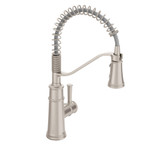 Moen Belfield Stainless Kitchen Faucet Modern Spring Kitchen Faucet with Power Boost Pre Rinse One Handle Easy Installation Spot Resist Finish in Spot Resist Stainless - 5927SRS