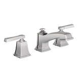 Moen Boardwalk Two Handle High Arc Widespread Bathroom Sink Faucet for 3 Hole Setups with Valve Included in Chrome - TV6220