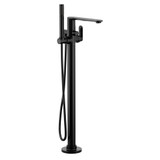 Moen Greenfield One Handle Freestanding Floor Mount Tub Filler with Handshower Bathtub Faucet with Removable Wand in Matte Black - 620BL
