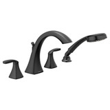 Moen Voss Two Handle Deck Mount Roman Tub Faucet Trim Kit with Handshower in Matte Black - T694BL