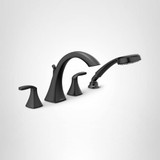 Moen Voss Two Handle Deck Mount Roman Tub Faucet Trim Kit with Handshower in Matte Black - T694BL