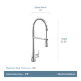 Moen Sinema Single Handle Touchless High Arc Pulldown Kitchen Faucet Spring Kitchen Sink Faucet with Pulldown Sprayer Head and Wave Motion Sensor in Matte Black - S5235EWBL