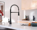 Moen Sinema Single Handle Touchless High Arc Pulldown Kitchen Faucet Spring Kitchen Sink Faucet with Pulldown Sprayer Head and Wave Motion Sensor in Matte Black - S5235EWBL