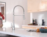 Moen Sinema Single Handle Touchless High Arc Pulldown Kitchen Faucet Spring Kitchen Sink Faucet with Pulldown Sprayer Head and Wave Motion Sensor in Chrome - S5235EWC