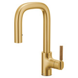 Moen Tenon One Handle Modern Bar Pulldown Faucet in Brushed Gold - S64001BG
