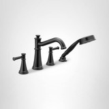 Moen Belfield Two Handle Deck Mount Roman Tub Faucet Trim Kit with Handshower in Matte Black - T9024BL