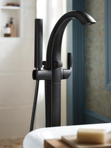 Moen Voss One Handle Freestanding Floor Mount Tub Filler with Handshower in Matte Black - 695BL