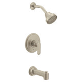 Moen Greenfield Bathroom Shower Faucet with Showerhead Shower Lever Handle and Tub Spout in Brushed Nickel - UT2323EPBN