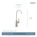 Moen Sip Spot Resist Stainless Traditional Drinking Water Beverage Faucet with Optional Filtration System in Stainless Steel - F7620SRS