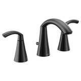 Moen Glyde Two Handle High Arc Widespread Bathroom Sink Faucet for 3 Hole Setups with Valve Included in Matte Black - TV6173BL
