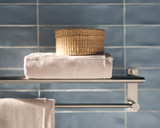 Moen Arlys 24 Inch Wide Modern Bathroom Hotel Style Towel Storage Shelf with Towel Bar in Brushed Nickel - Y5794BN