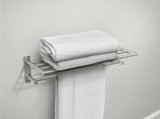 Moen Arlys 24 Inch Wide Modern Bathroom Hotel Style Towel Storage Shelf with Towel Bar in Brushed Nickel - Y5794BN