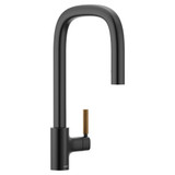Moen Tenon One Handle Modern Kitchen Pulldown Faucet with Reflex and PowerBoost Spray Technology Accent Handle Included for Customizing in Matte Black - S74001BL