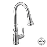 Moen Weymouth Smart Faucet Touchless Pull Down Sprayer Kitchen Faucet with Voice and Motion Control in Chrome - S73004EV2C