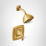 Moen Voss Posi Temp Posi Temp Pressure Balancing Shower Trim Featuring Showerhead and Shower Lever Handle in Gold - T2692BG