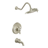 Moen Weymouth Posi Temp Tub and Shower Trim Kit including 9 Inch 2 Spray Eco Performance Rainshower in Brushed Nickel - TS32104EPBN
