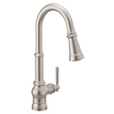 Moen Paterson Stainless Pulldown Kitchen Faucet with Power Boost Traditional Kitchen Faucet One Handle Easy Installation Spot Resist Finish in Spot Resist Stainless - S72003SRS