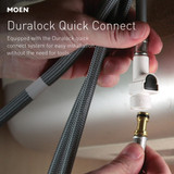 Moen Sleek Stainless One Handle High Arc Pulldown Kitchen Faucet Modern Spring Kitchen Sink Faucet with Power Boost Pull Down Sprayer Head for Faster Clean in Black Stainless - 5925BLS