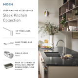 Moen Sleek Stainless One Handle High Arc Pulldown Kitchen Faucet Modern Spring Kitchen Sink Faucet with Power Boost Pull Down Sprayer Head for Faster Clean in Black Stainless - 5925BLS
